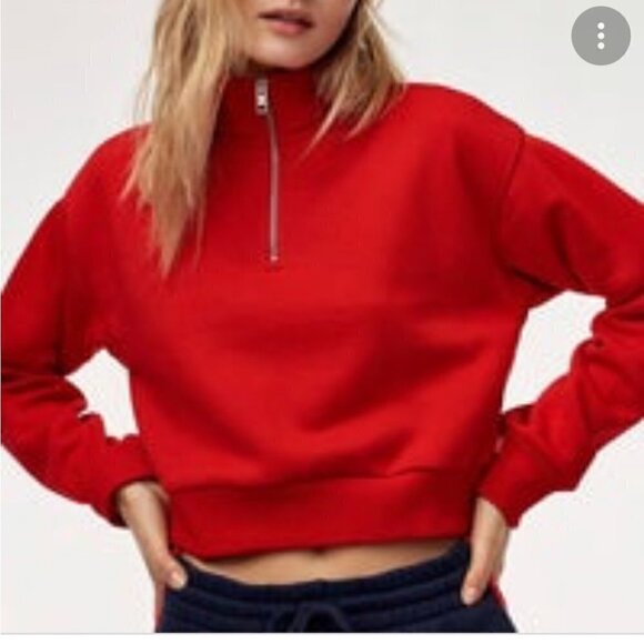 Aritzia Tops - Aritzia Red Half-Zip Sweatshirt